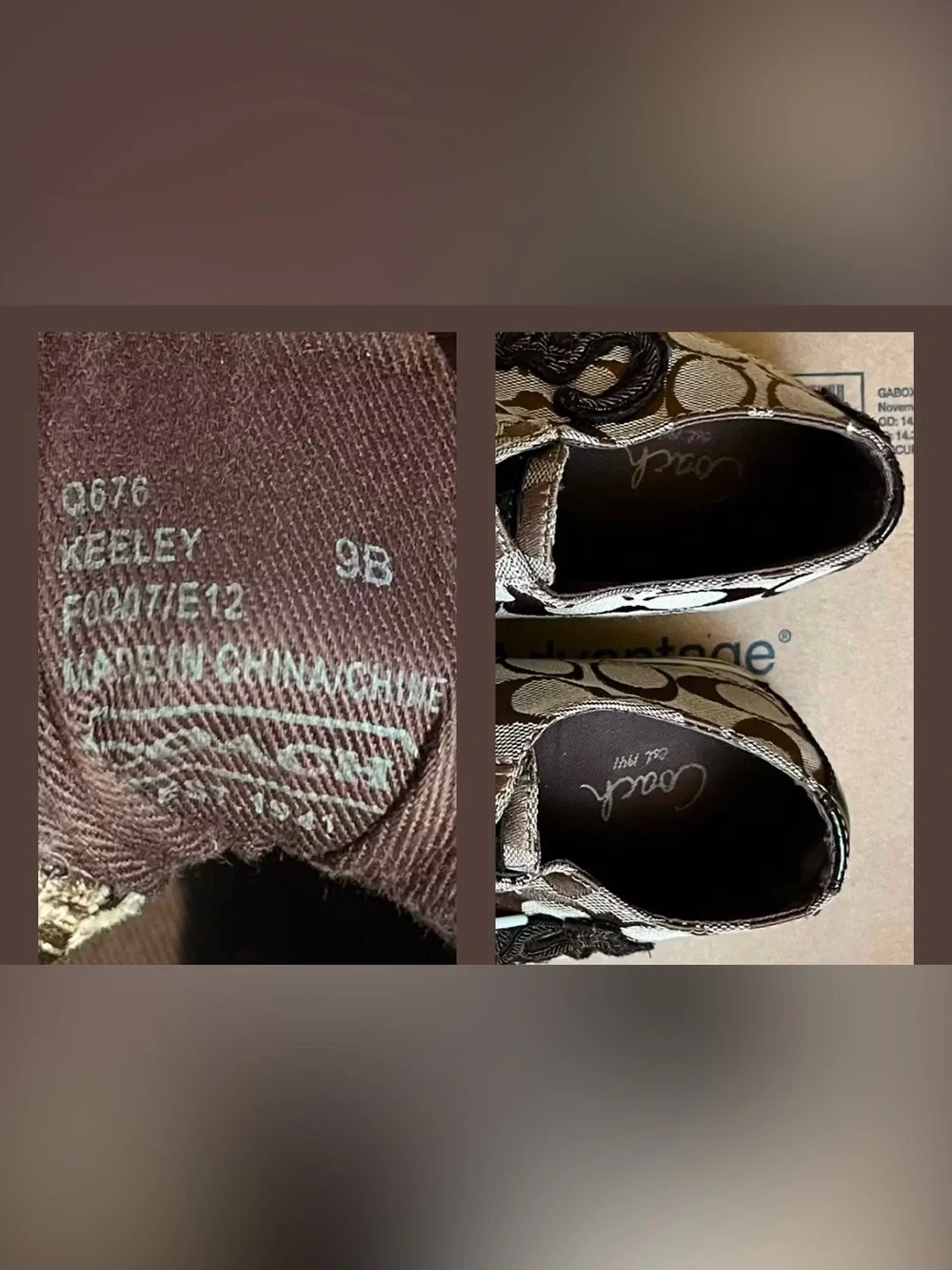 Coach 9B vintage brown signature sneakers
